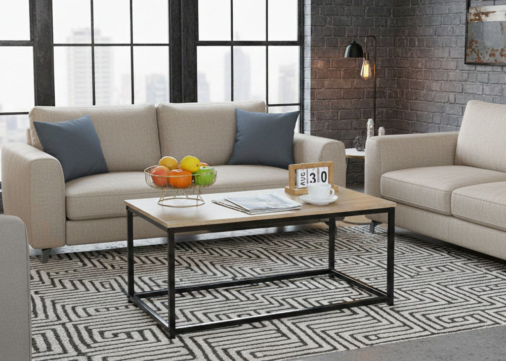 Mesa de Centro Nancy en Madera y Metal, Diseño Industrial