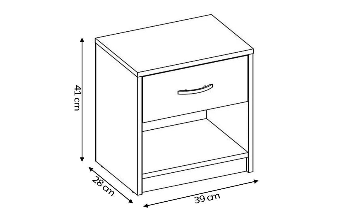 Pack Cama Canape Abatible + Mesita de Noche 1 Cajon Blanco