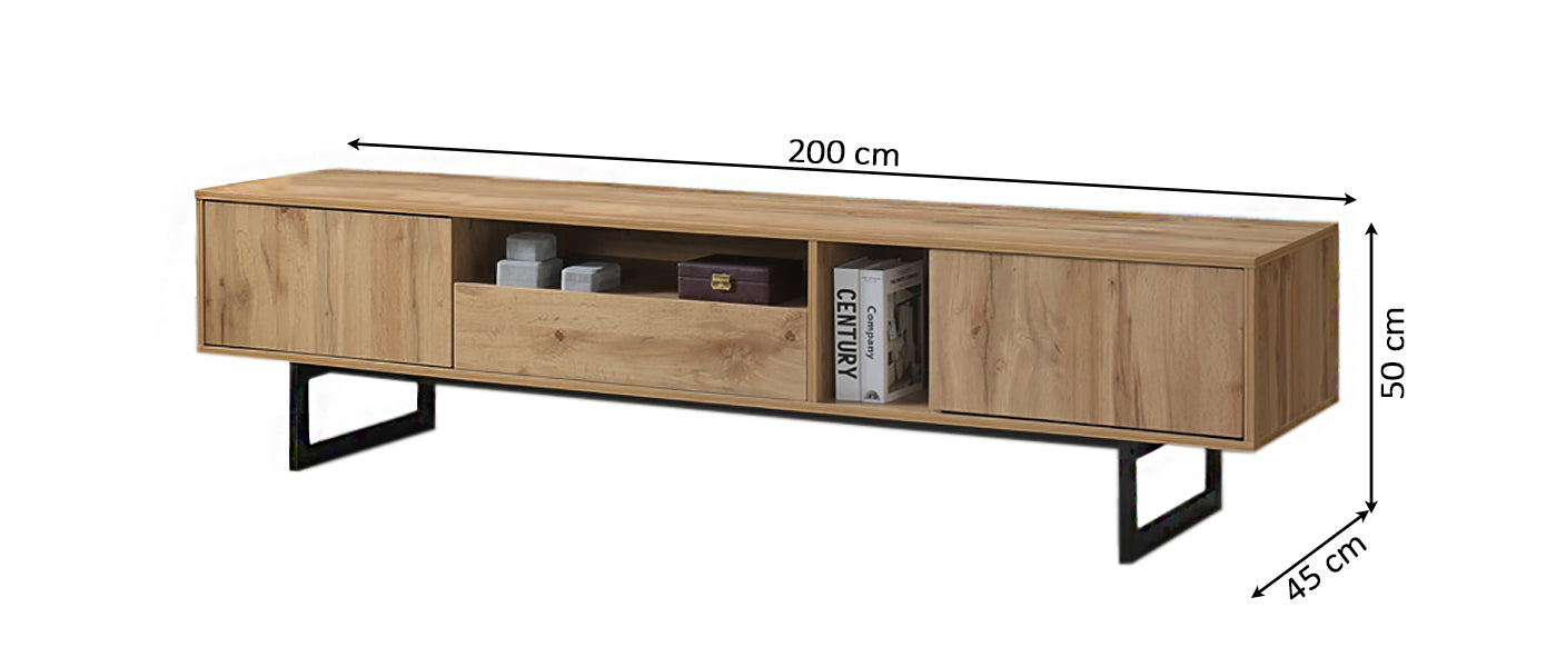 Mueble TV Industrial 2 Puertas y 1 Cajon