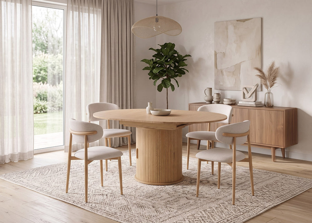 Mesa Redonda Extensible Vigo 150cm + 4 Sillas