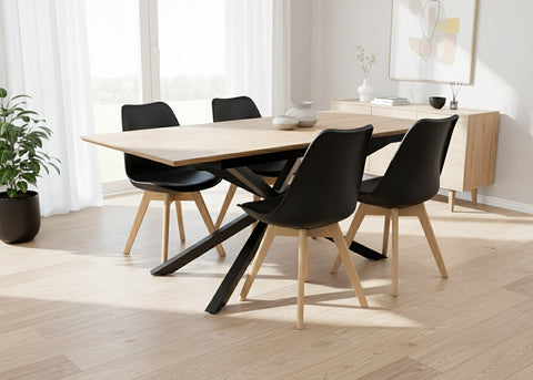 Pack Mesa Extensible HD + 4 Sillas Nordic