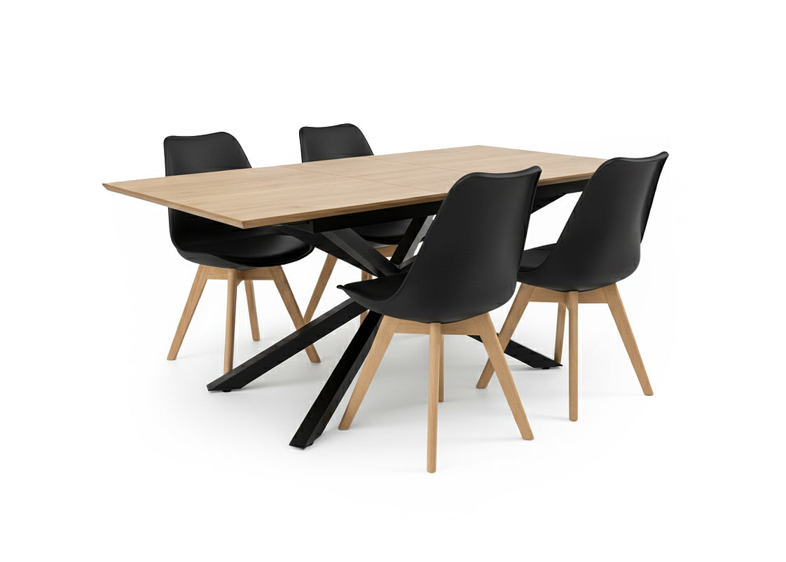 Pack Mesa Extensible HD + 4 Sillas Nordic