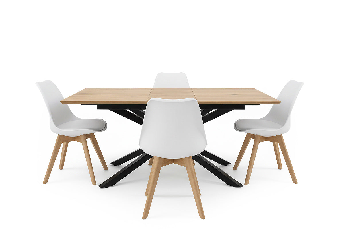 Pack Mesa Extensible HD + 4 Sillas Nordic