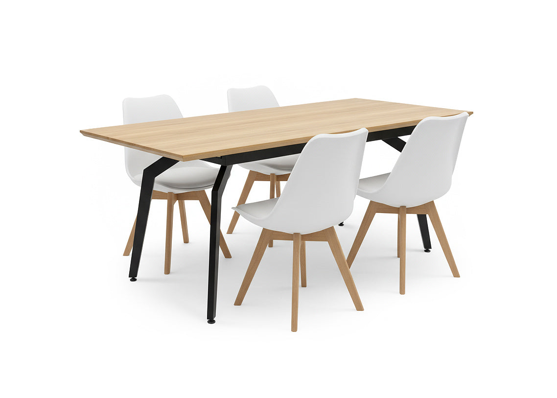 Pack Mesa HD Extensible + 4 Sillas Nordic