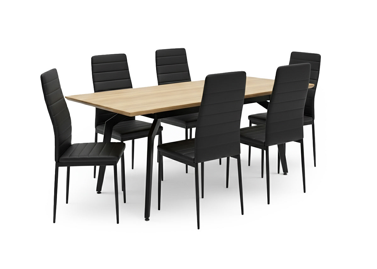 Pack Mesa HD Extensible + 6 Sillas Polipiel