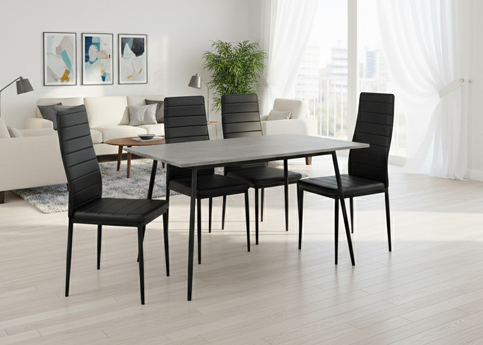 Mesa de Comedor 140cm + 4 Sillas Polipiel