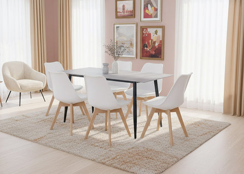 Mesa de Comedor 160cm + 6 Sillas Nordic