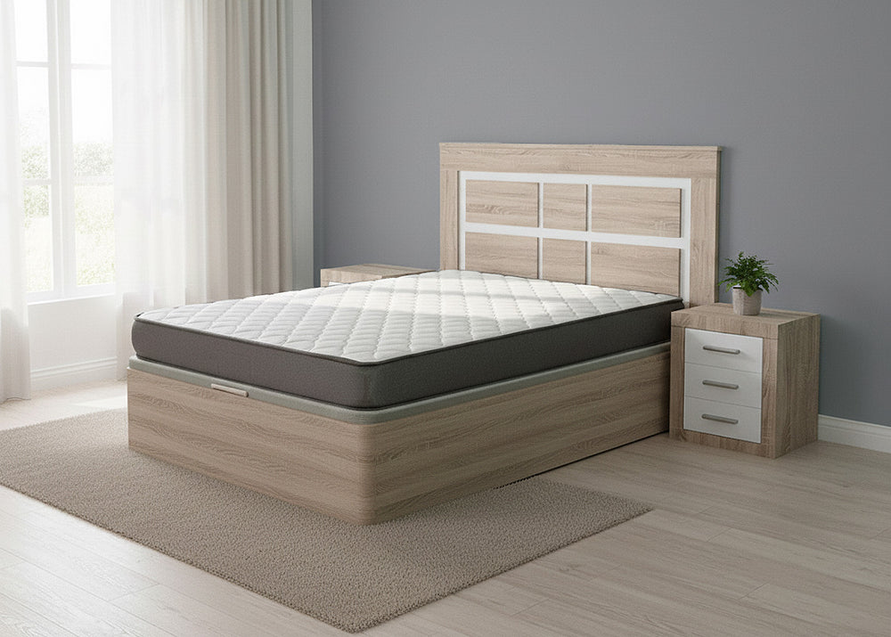 Pack Cama Canapé + Colchão + Cabeceira + 2 Mesinhas de Cabeceira