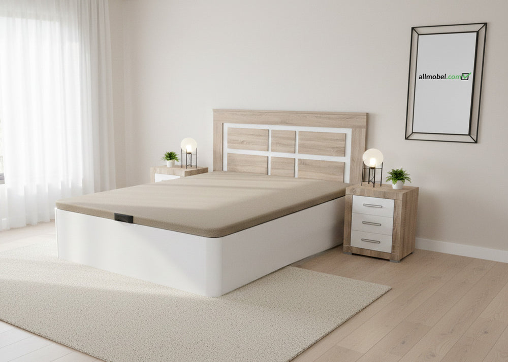 Pack Cama Canapé + Cabeceira + 2 Mesas de Cabeceira