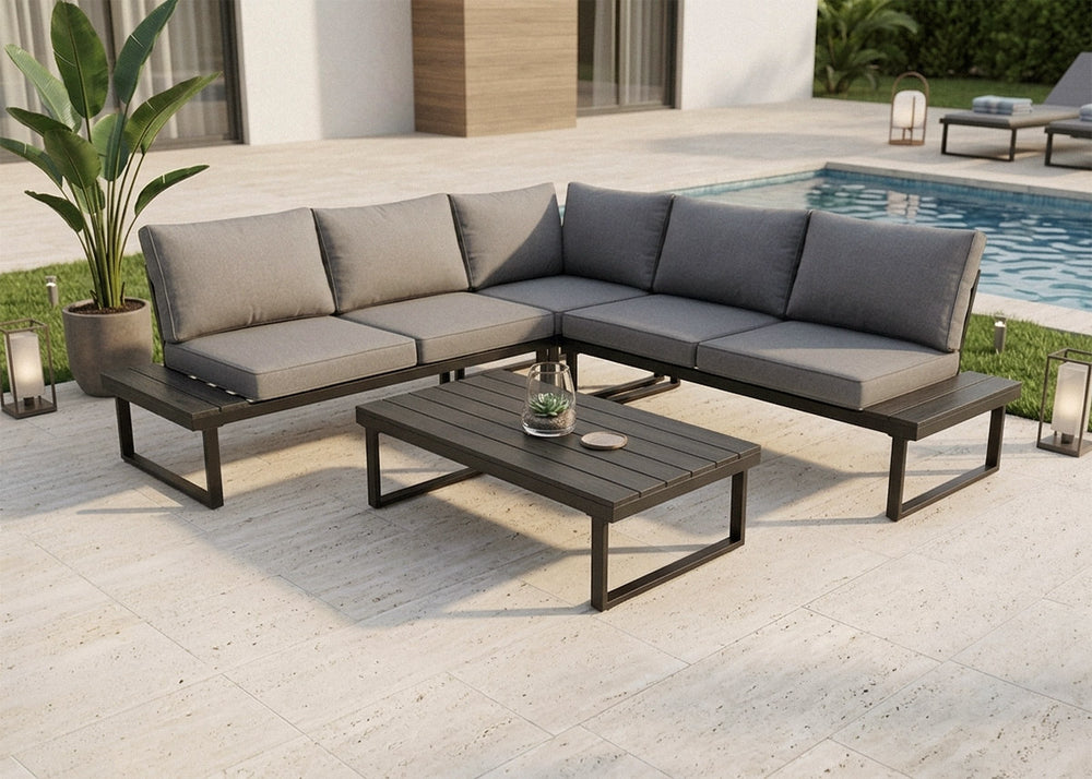 Sofa Rinconera Tahiti + Mesa. Muebles de Jardin y Terraza