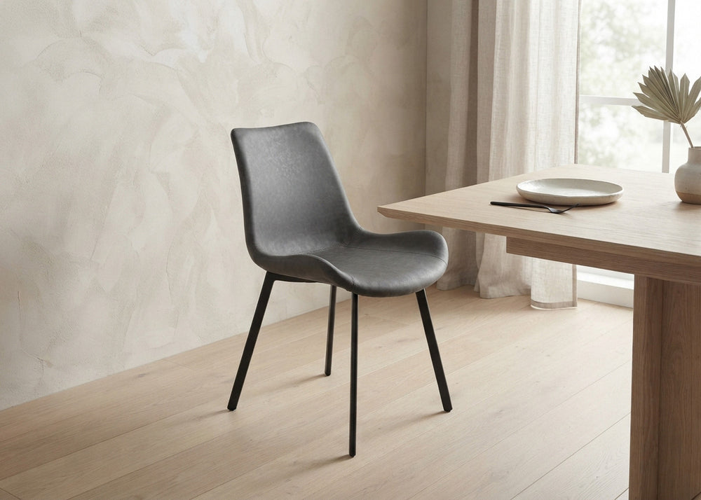 Silla de Comedor Cleo en Polipiel Gris