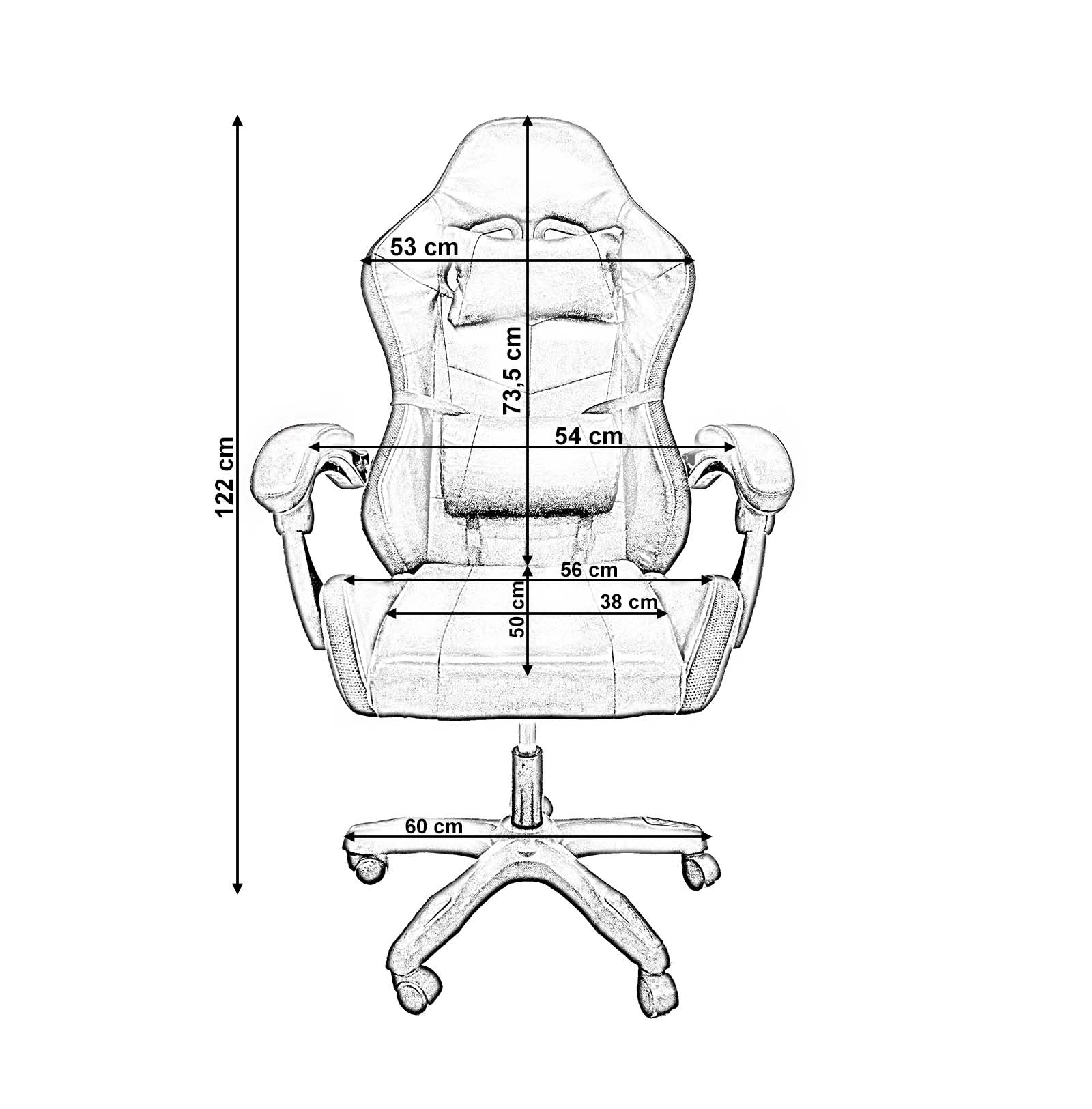 Chaise de jeu ergonomique et pivotante YN avec lumières LED