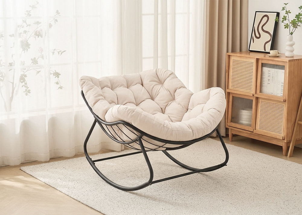Silla Mecedora Milan Beige. Muebles de Dormitorio, Jardin o Terraza