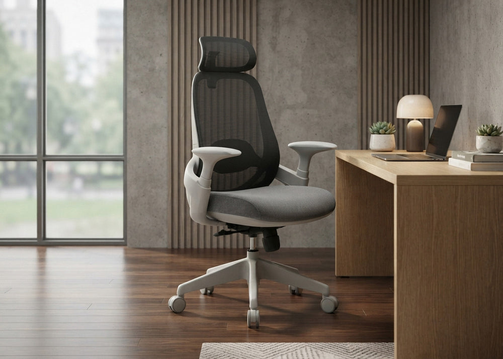 Silla de Oficina Ergonomica con Reposacabezas Kate. Regulable en altura