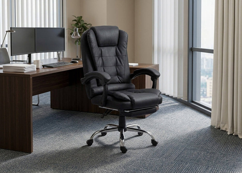 Cadeira de Escritório Ergonómica e Giratória Manager. Apoio de Pés + Regulável em altura