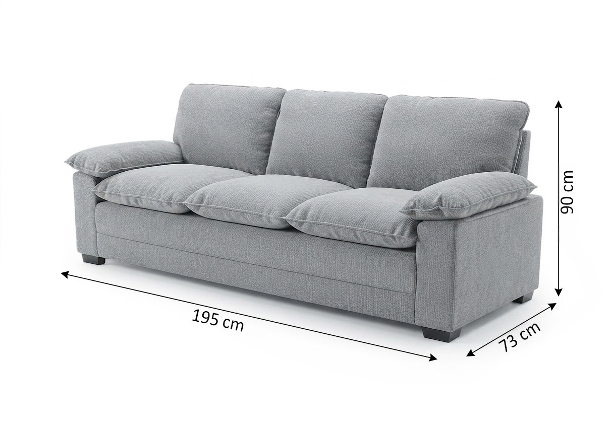 Sofa 3 Plazas Noon 195cm Gris