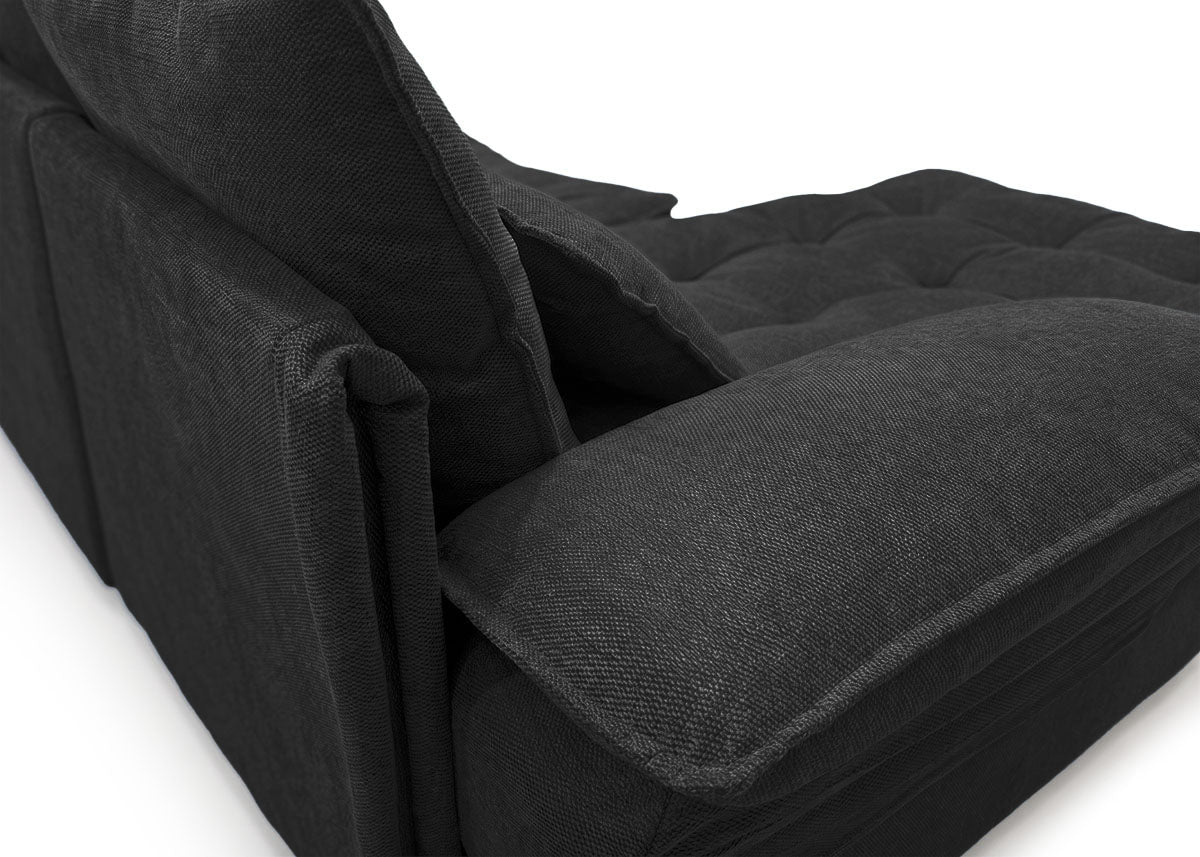 Sofa Doble Chaise Longue Stefano Negro + Portavasos 320cm