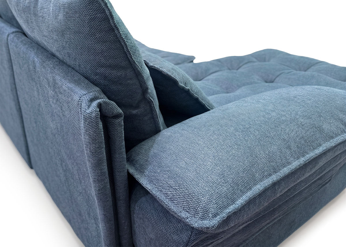 Sofa Doble Chaise Longue Stefano Azul + Portavasos 320cm