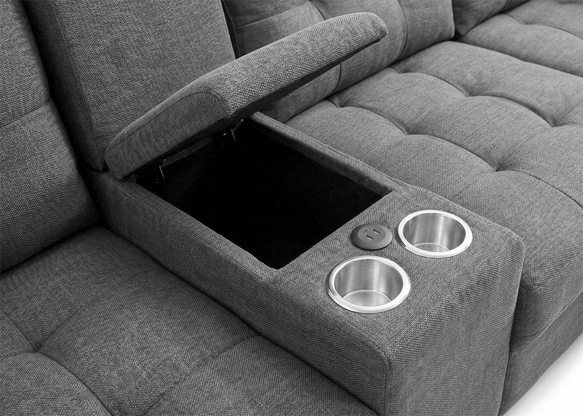 Sofa Doble Chaise Longue Stefano Gris + Portavasos 320cm