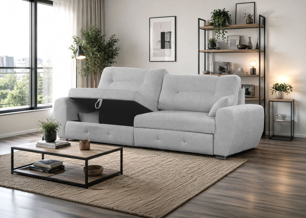 Sofa Chaise Longue con Arcon Lila Gris 270cm