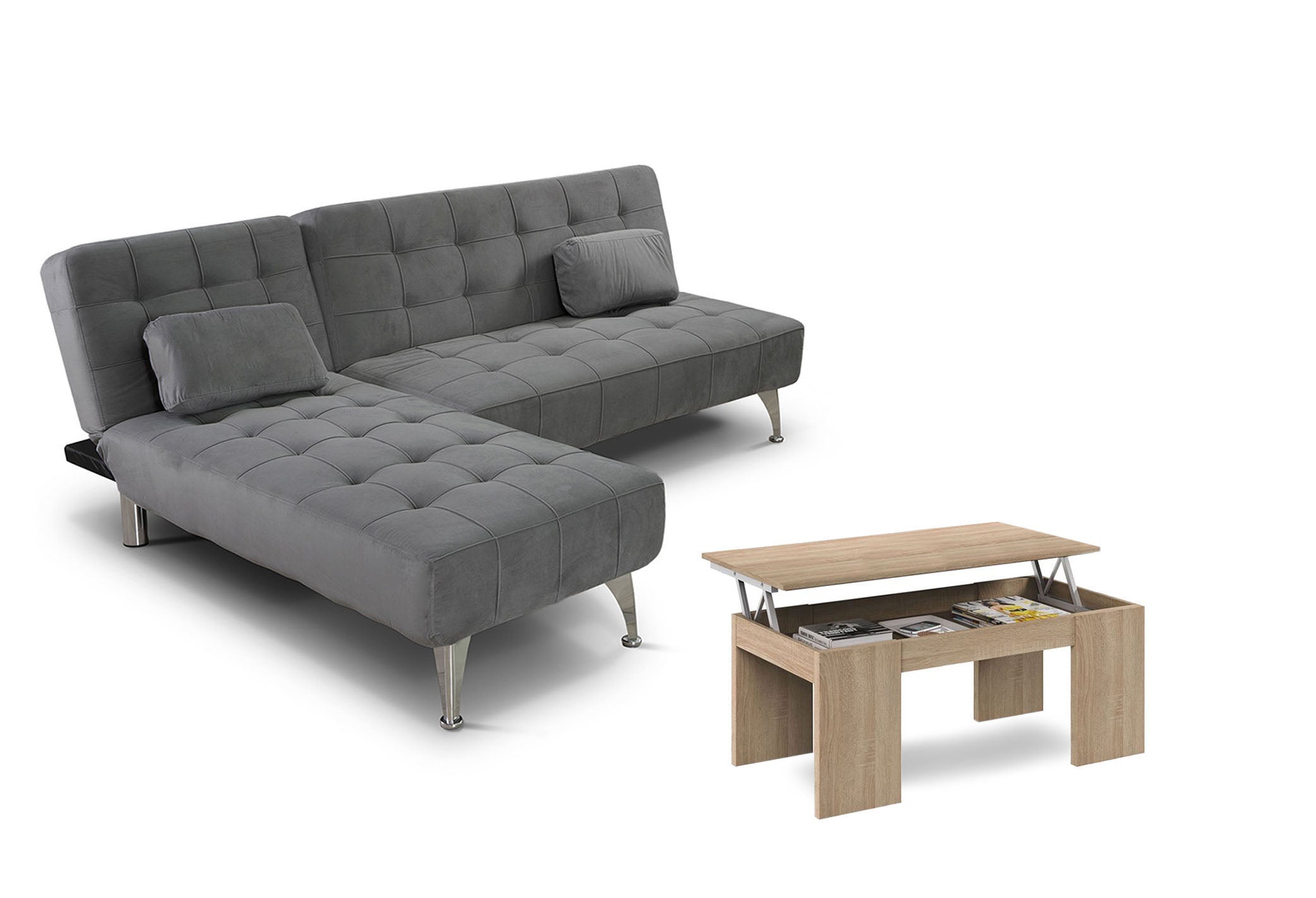 Offre : Canapé-lit Méridienne XS + Table Basse Élévatrice