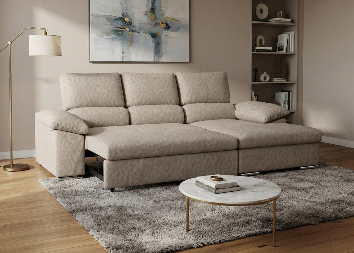 Sofa Cama Chaise Longue Naiara 252cm Beige