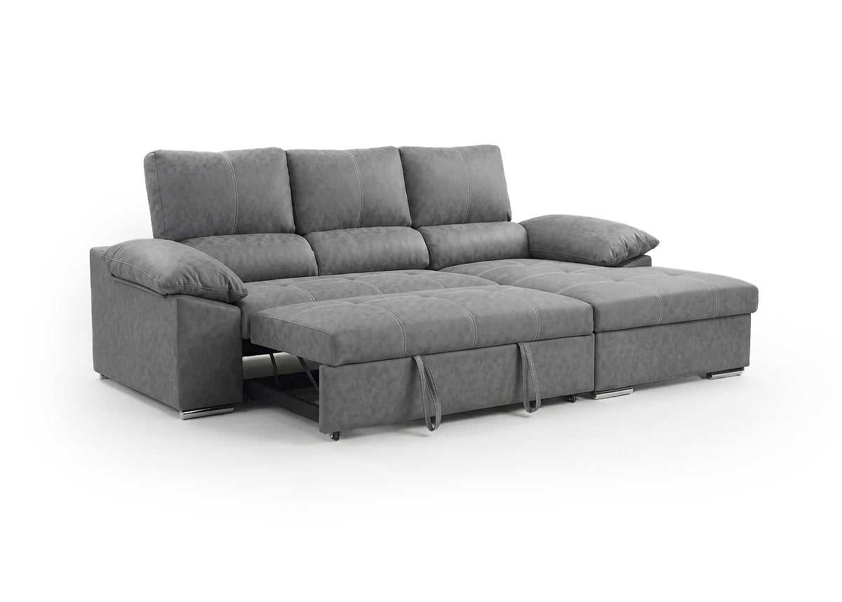 Sofa Cama Chaise Longue Naiara 252cm Gris
