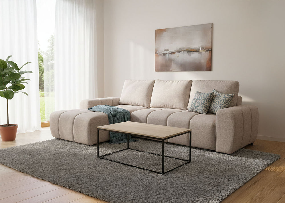 Sofá-Cama Chaise Longue Nuvola com Arrumação 258cm