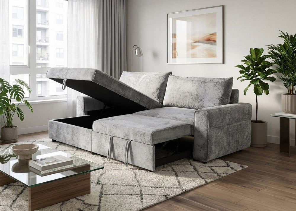 Sofa Cama Chaise Longue Egun 240cm, con Arcon