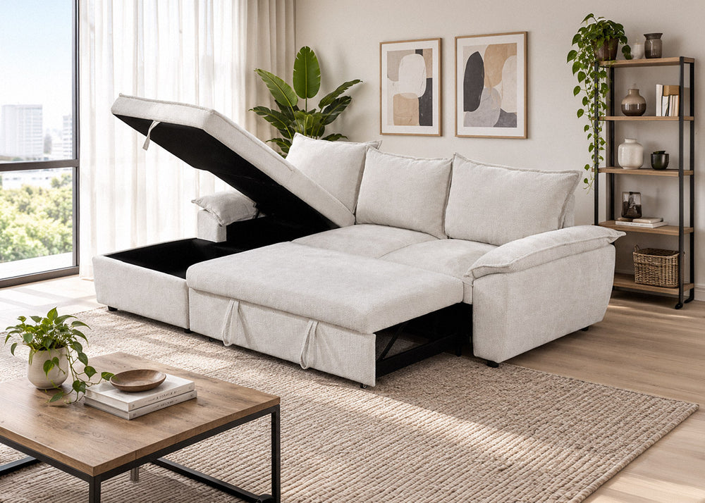 Sofa Cama Chaise Longue Mike, con Arcón 242cm