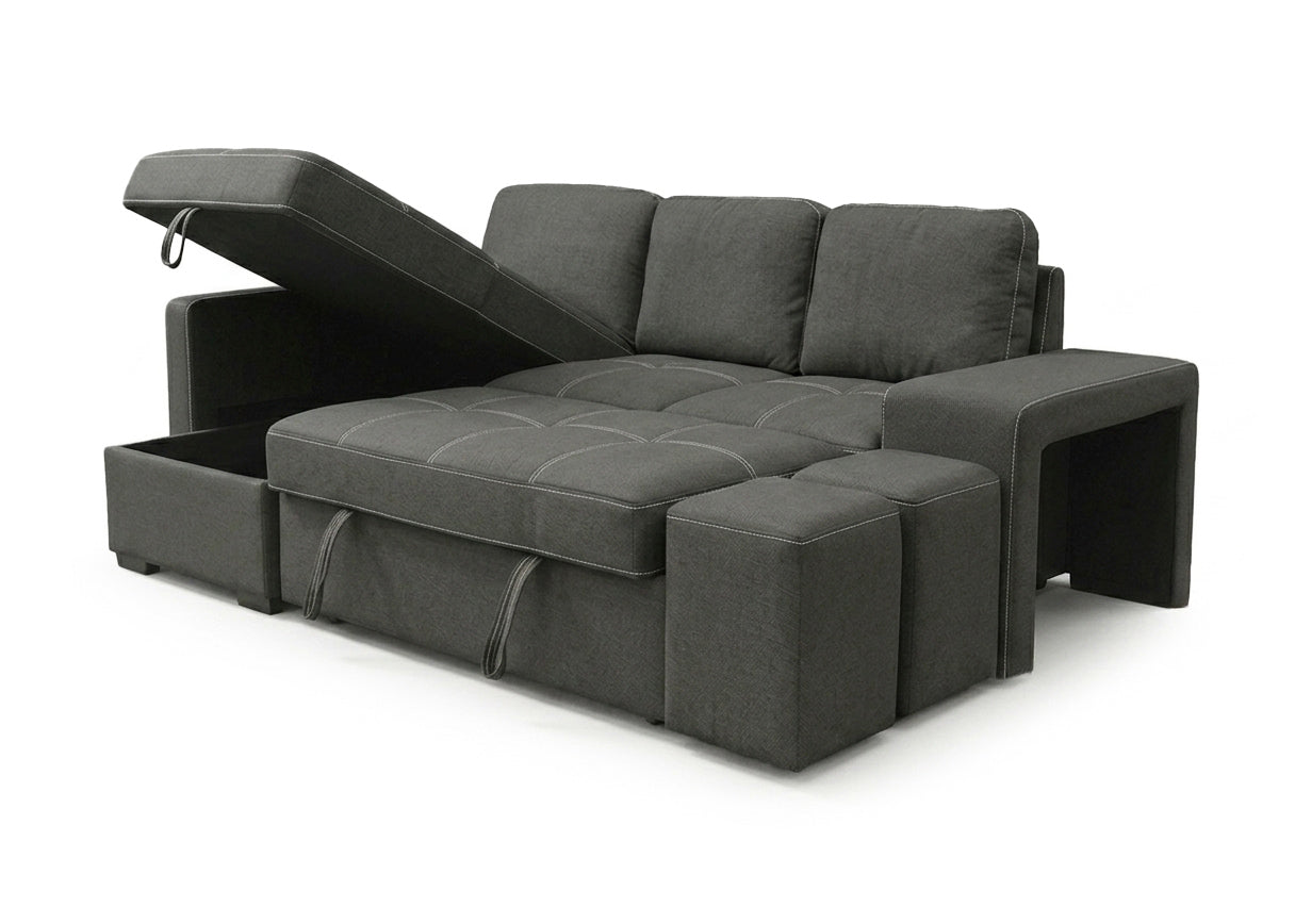 Sofa Cama Chaise Longue Stacy Negro 250cm