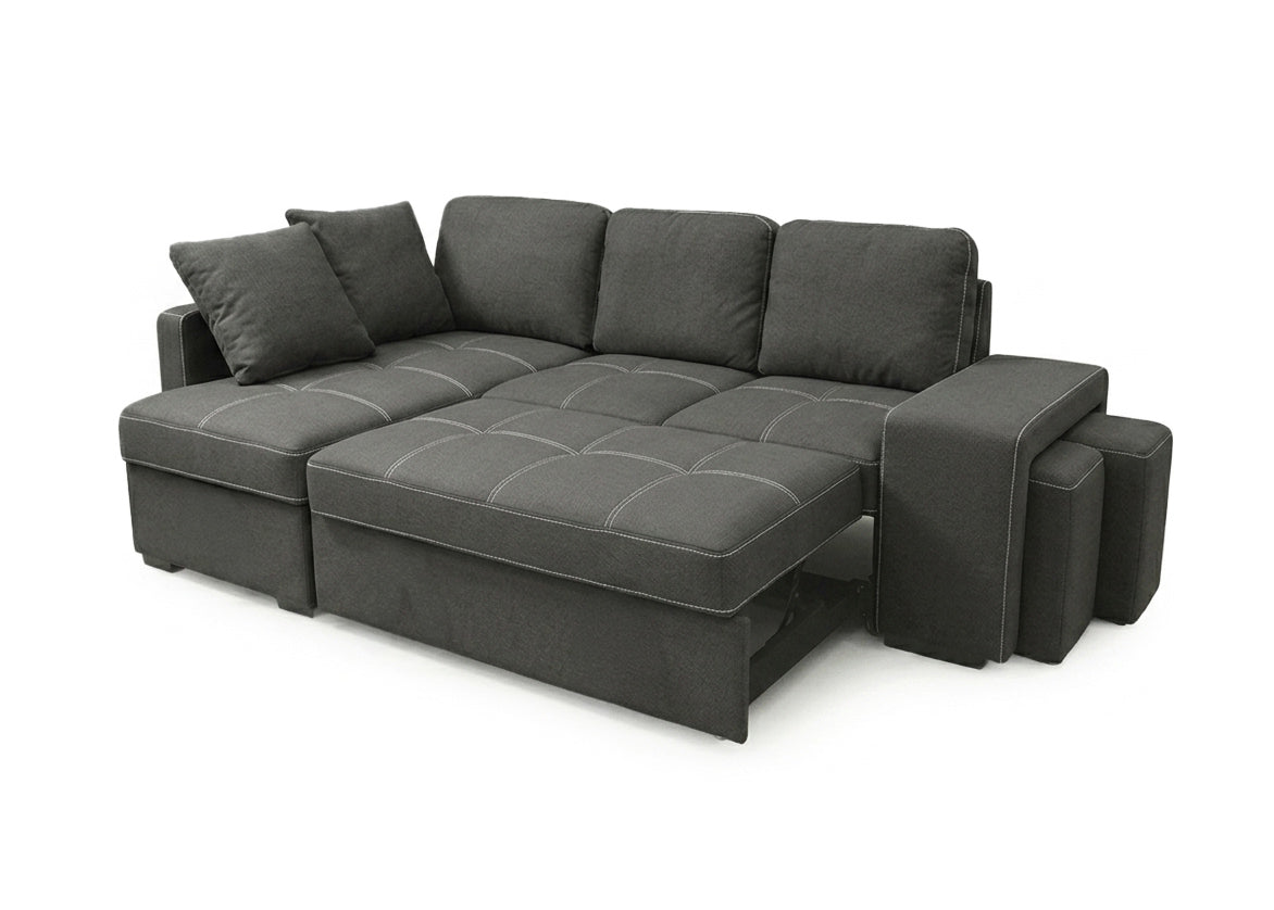 Sofa Cama Chaise Longue Stacy Negro 250cm