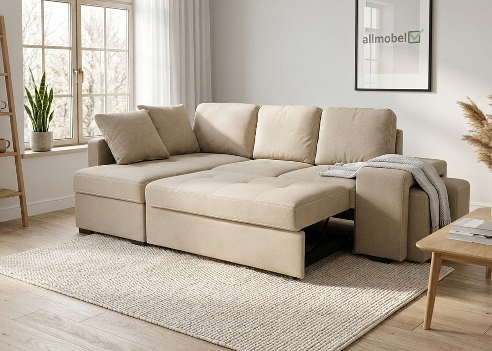 Sofa Cama Chaise Longue Stacy Beige 250cm