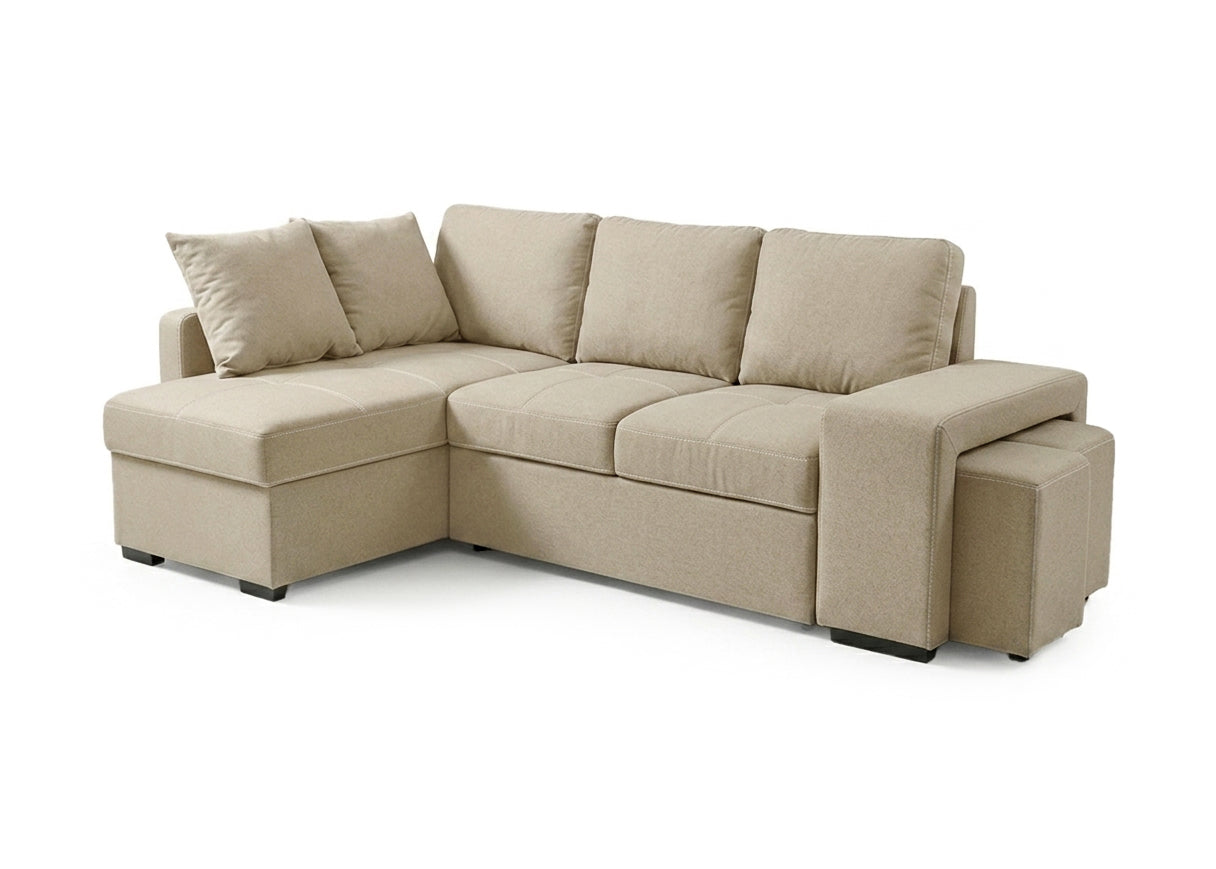 Sofa Cama Chaise Longue Stacy Beige 250cm
