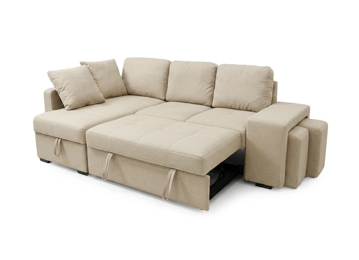 Sofa Cama Chaise Longue Stacy Beige 250cm