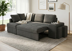 Sofa Cama Chaise Longue Stacy 250cm Gris Oscuro