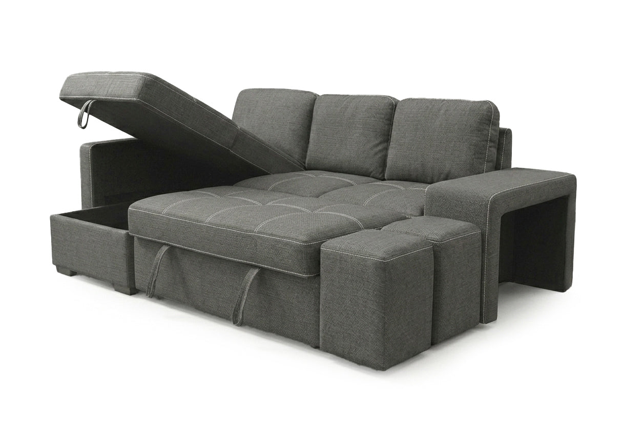 Sofa Cama Chaise Longue Stacy 250cm Gris Oscuro