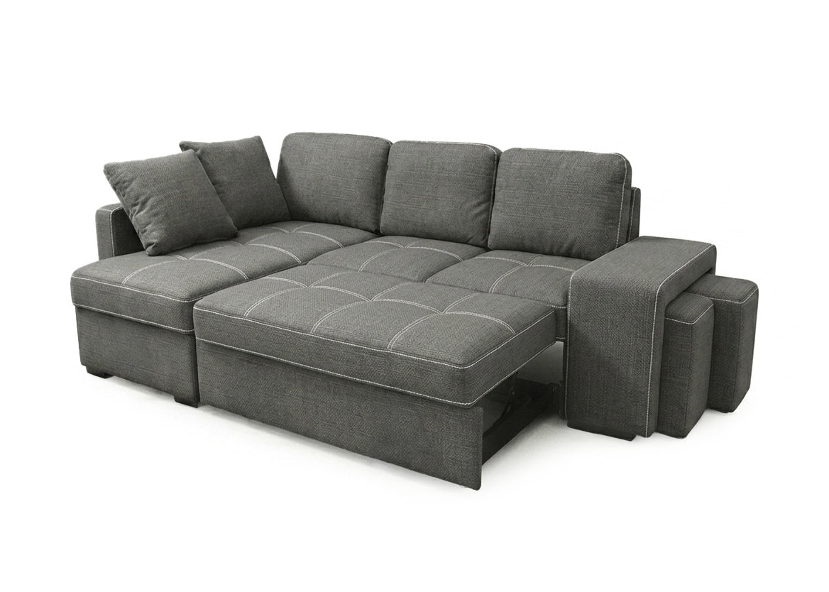 Sofa Cama Chaise Longue Stacy 250cm Gris Oscuro