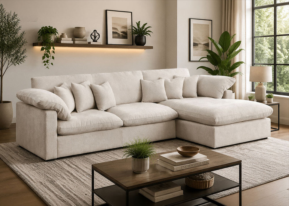 Sofá Chaise Longue Abbi Bege 300cm