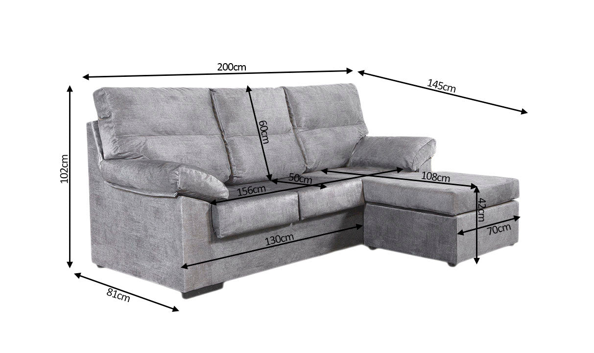 Sofa Chaise Longue Reversible Alicante 200cm