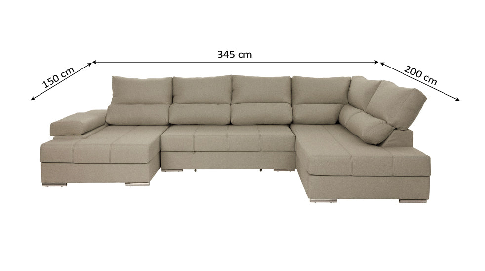 Mega Sofa Cama Chaise Longue Rinconera Italia 345cm