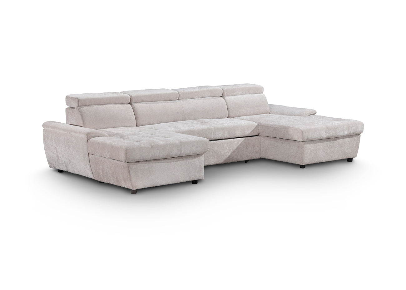 Sofa Cama Doble Chaise Longue Leo, con Arcon 310cm