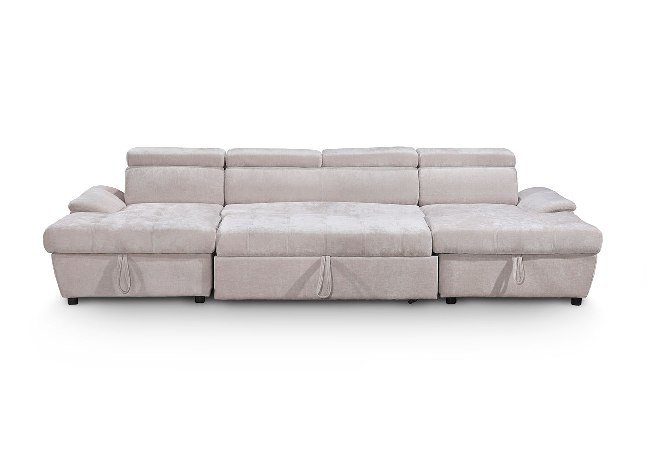 Sofa Cama Doble Chaise Longue Leo, con Arcon 310cm
