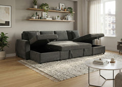 Sofa Doble Chaise Longue Utah, con Arcon 286cm Gris