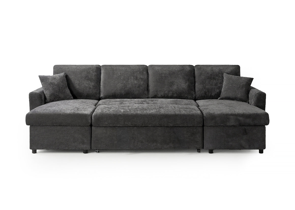 Sofa Doble Chaise Longue Utah, con Arcon 286cm Gris