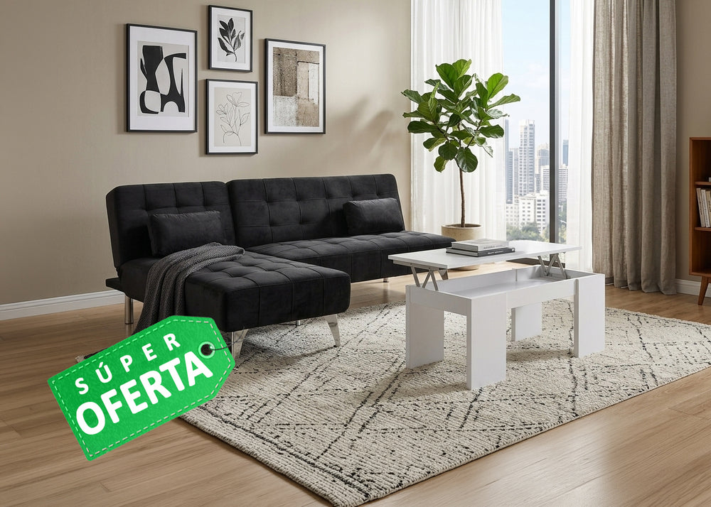 Oferta: Sofá-Cama Chaise Longue XS + Mesa de Centro Elevatória