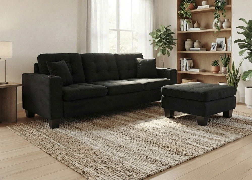 Sofa Kiger + Puff Convertible en Chaise Longue 184cm