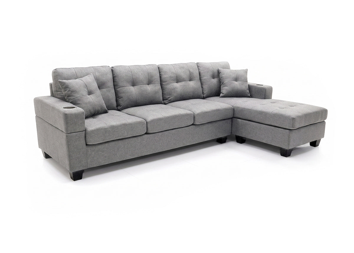 Sofa Chaise Longue Reversible Maria Gris 245cm