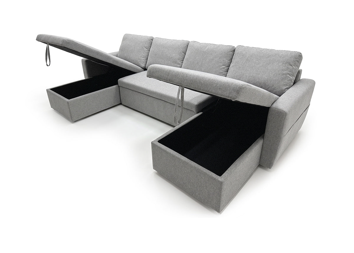 Sofa Doble Chaise Longue Nora, con Arcon 287cm