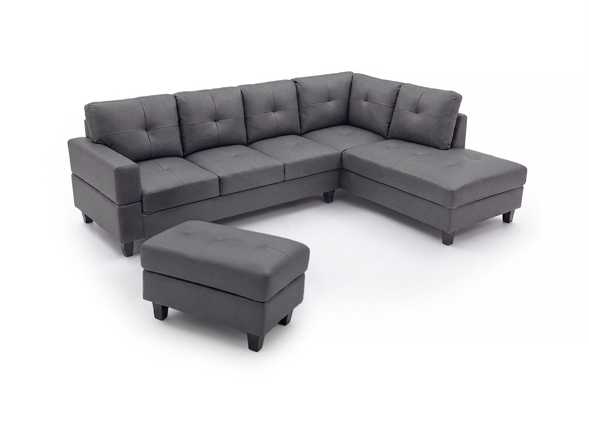 Sofa Chaise Longue Rinconera + Puf Kisrais 245cm